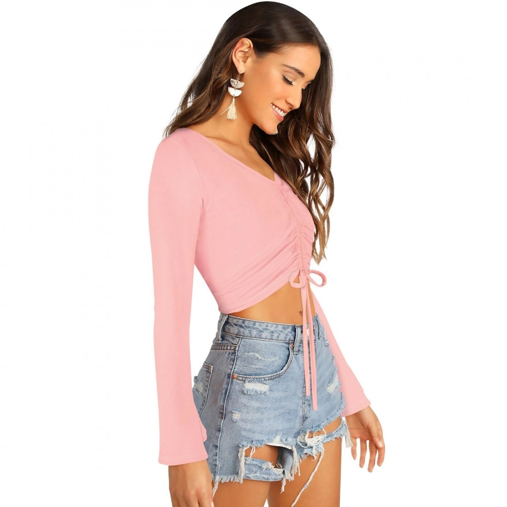 Women's 95% Polyester 5% Spandex Western Wear Tops (Peach)