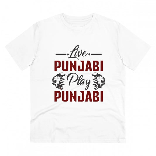 Men's PC Cotton Cricket Design Printed T Shirt (Color: White, Thread Count: 180GSM)