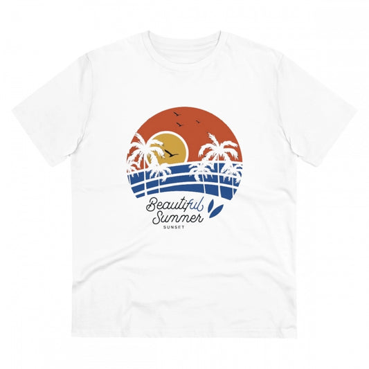 Men's PC Cotton Beautiful Summer Printed T Shirt (Color: White, Thread Count: 180GSM)