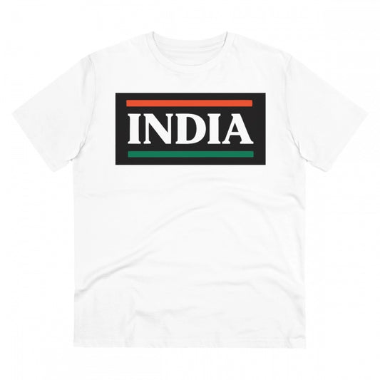 Men's PC Cotton India Printed T Shirt (Color: White, Thread Count: 180GSM)