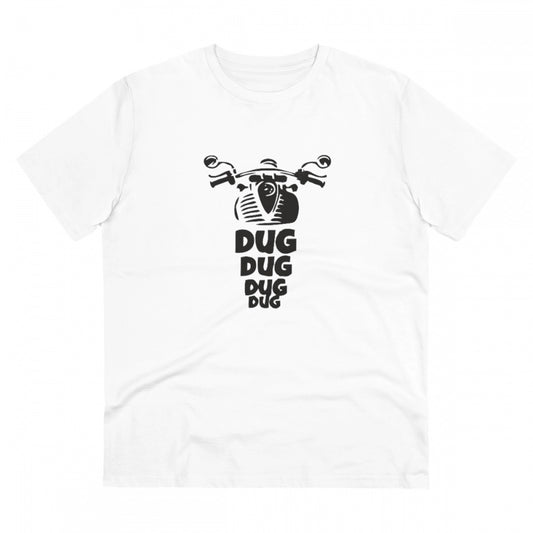 Men's PC Cotton Bike Ride Design Printed T Shirt (Color: White, Thread Count: 180GSM)