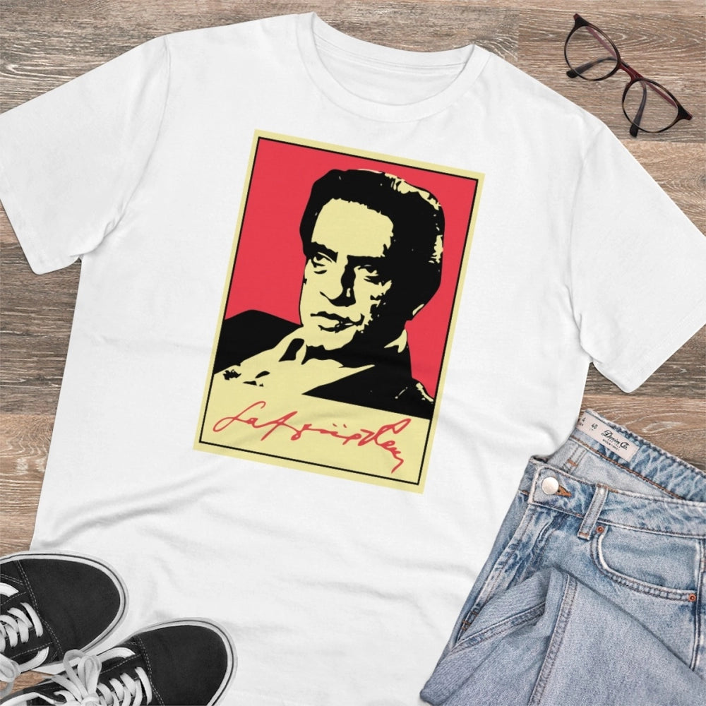 Men's PC Cotton Bengali Designs Printed T Shirt (Color: White, Thread Count: 180GSM)