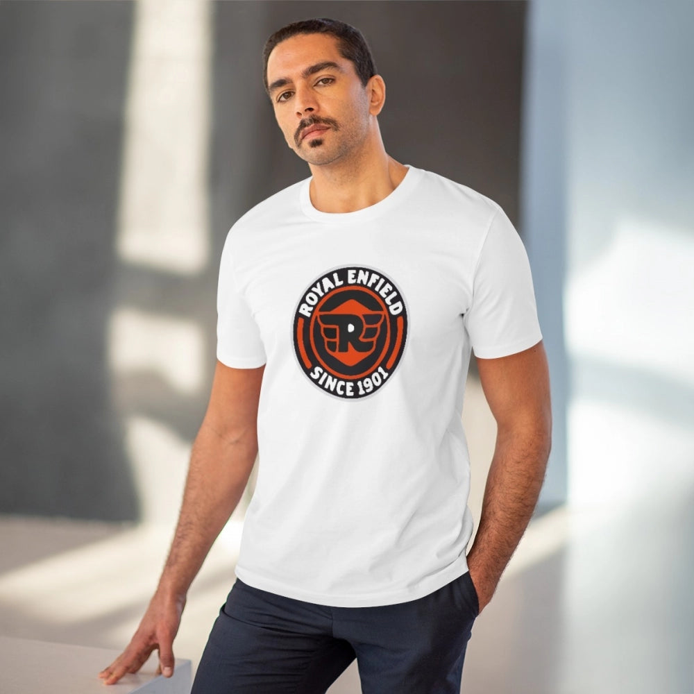 Men's PC Cotton Bike Ride Design Printed T Shirt (Color: White, Thread Count: 180GSM)