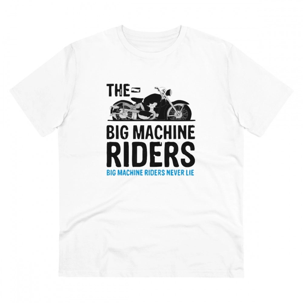 Men's PC Cotton Bike Ride Design Printed T Shirt (Color: White, Thread Count: 180GSM)