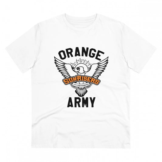 Men's PC Cotton Cricket Design Printed T Shirt (Color: White, Thread Count: 180GSM)