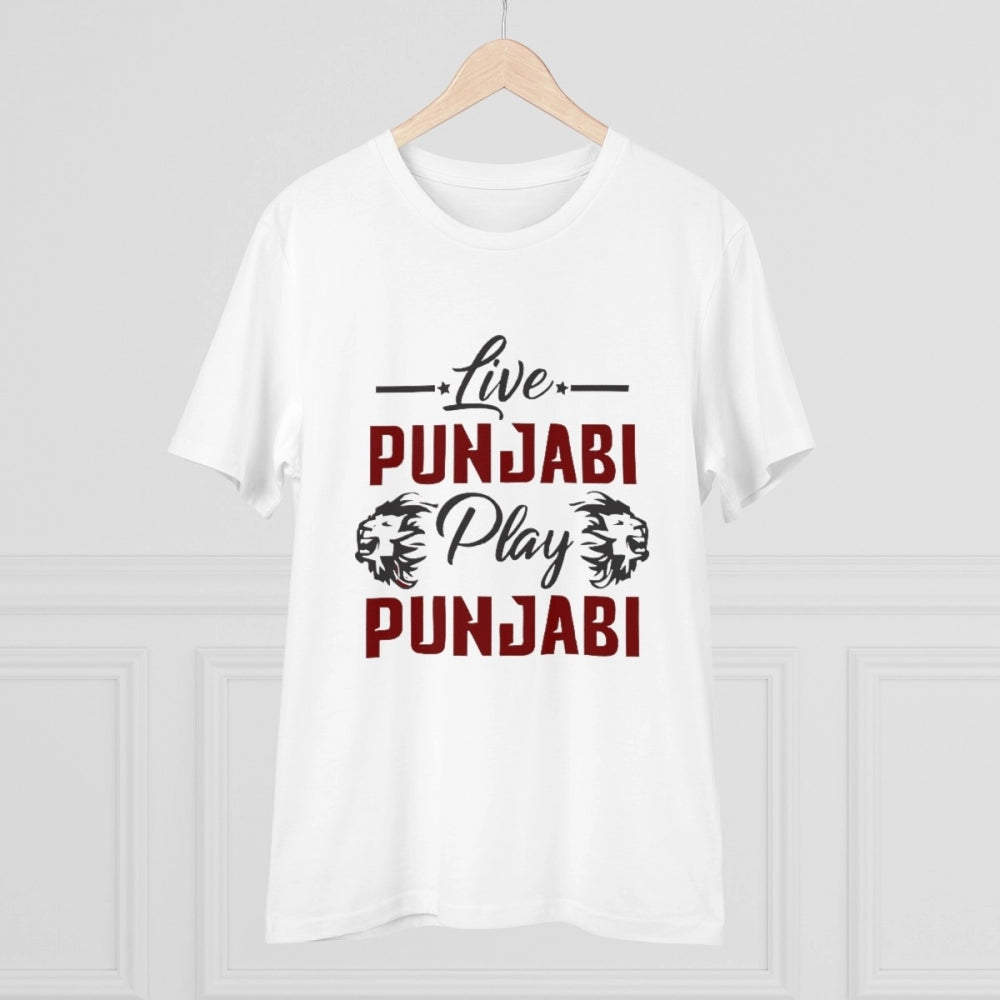 Men's PC Cotton Cricket Design Printed T Shirt (Color: White, Thread Count: 180GSM)