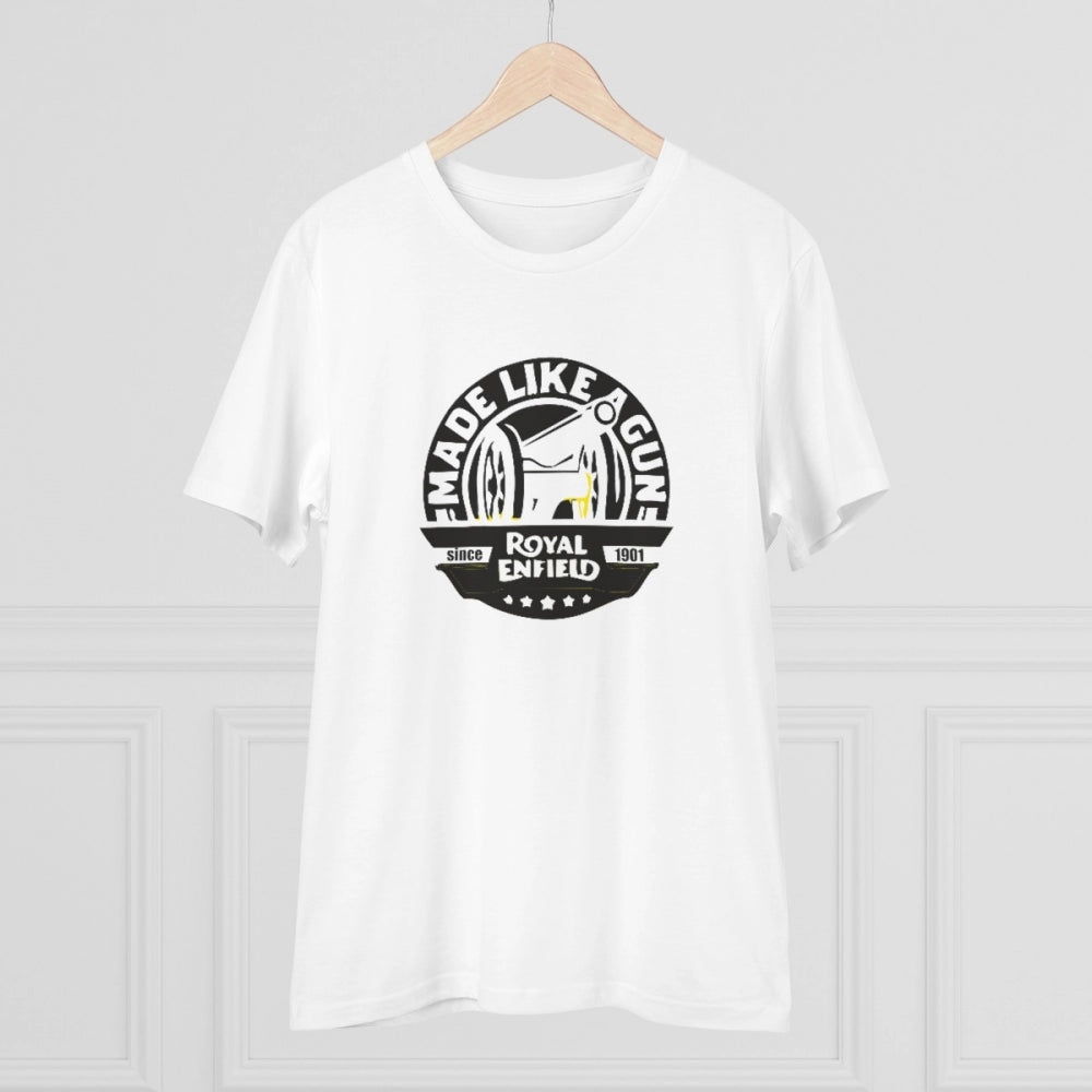 Men's PC Cotton Bike Ride Design Printed T Shirt (Color: White, Thread Count: 180GSM)