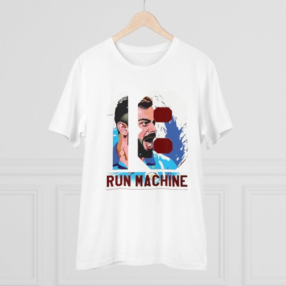 Men's PC Cotton Cricket Design Printed T Shirt (Color: White, Thread Count: 180GSM)