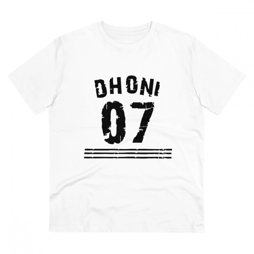 Men's PC Cotton Cricket Design Printed T Shirt (Color: White, Thread Count: 180GSM)