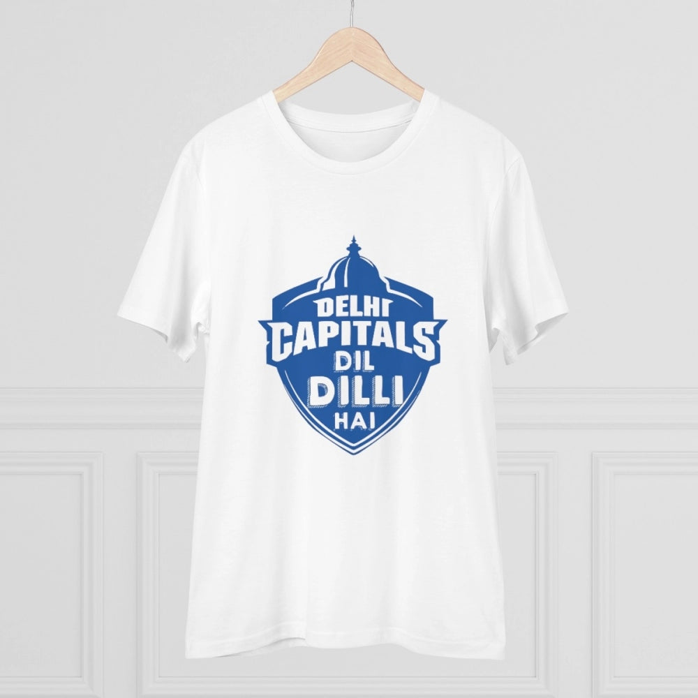 Men's PC Cotton Cricket Design Printed T Shirt (Color: White, Thread Count: 180GSM)