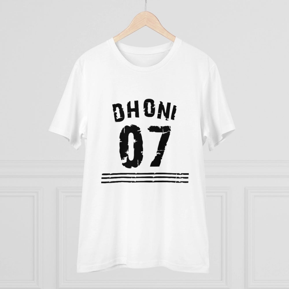 Men's PC Cotton Cricket Design Printed T Shirt (Color: White, Thread Count: 180GSM)
