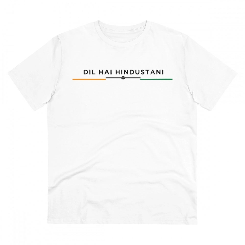Men's PC Cotton Dil Se Hindustani Printed T Shirt (Color: White, Thread Count: 180GSM)