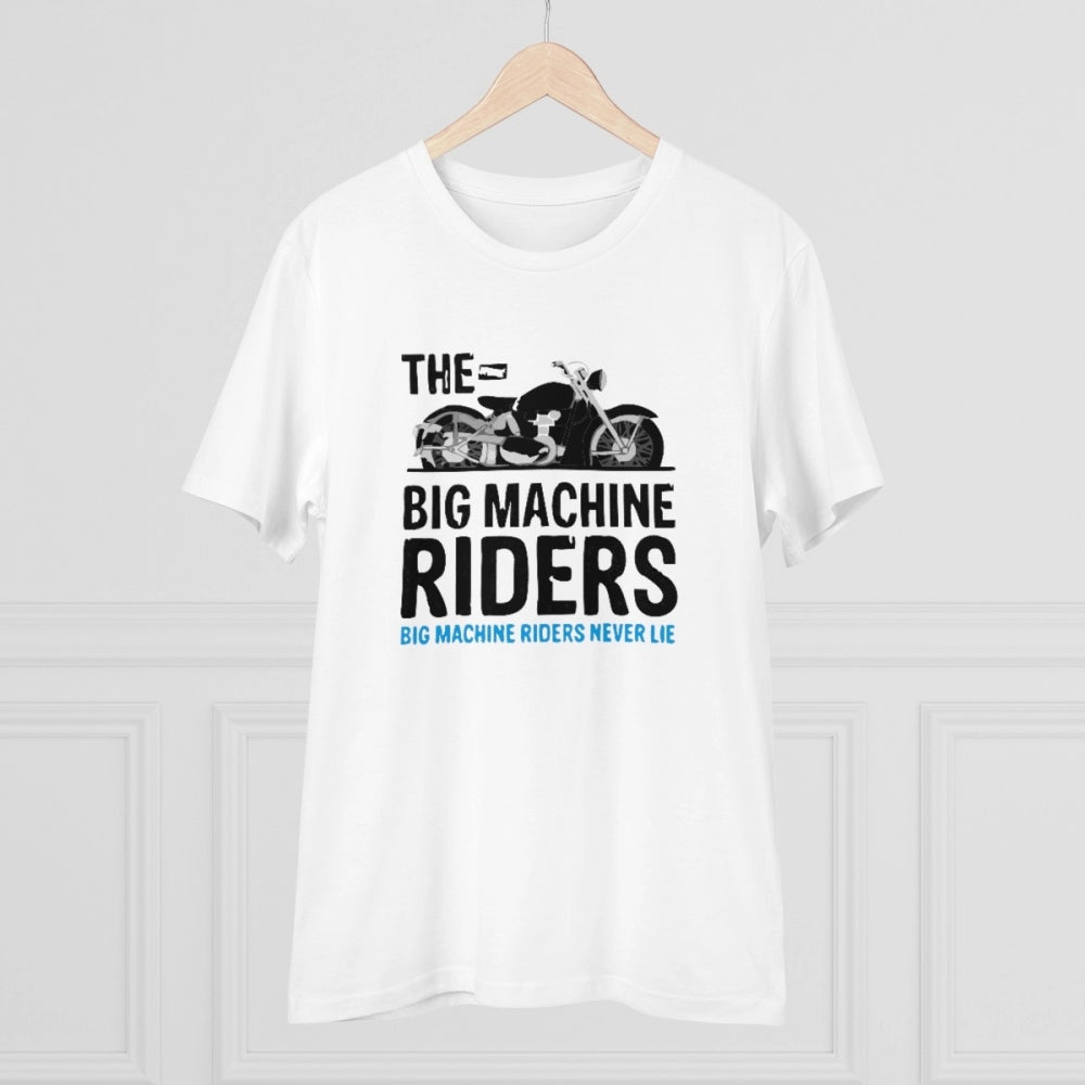 Men's PC Cotton Bike Ride Design Printed T Shirt (Color: White, Thread Count: 180GSM)