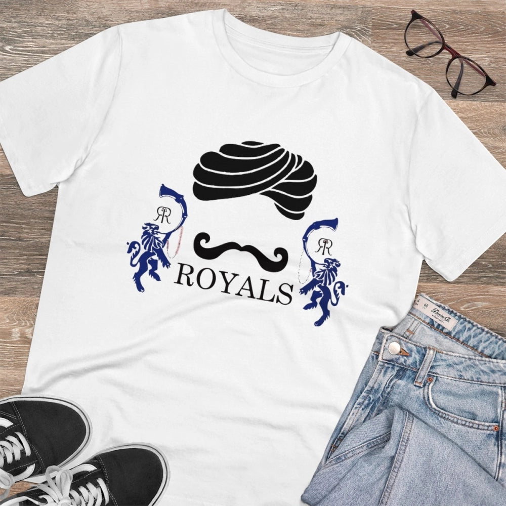 Men's PC Cotton Cricket Design Printed T Shirt (Color: White, Thread Count: 180GSM)