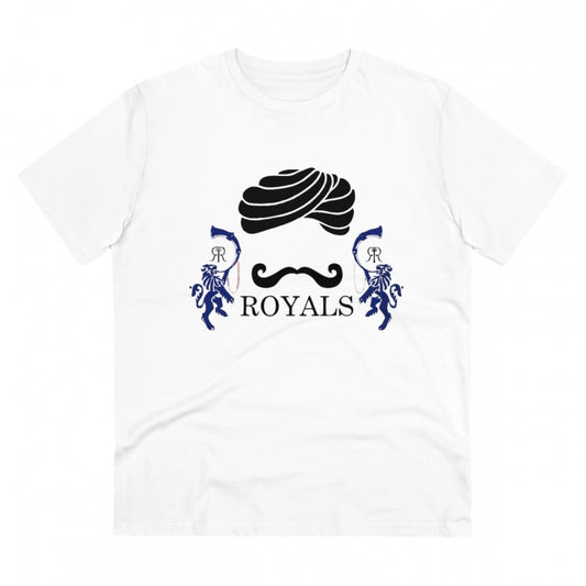 Men's PC Cotton Cricket Design Printed T Shirt (Color: White, Thread Count: 180GSM)