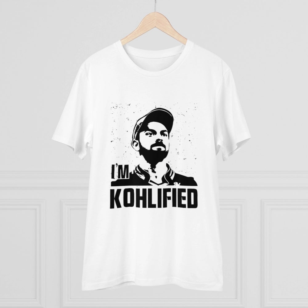 Men's PC Cotton Cricket Design Printed T Shirt (Color: White, Thread Count: 180GSM)