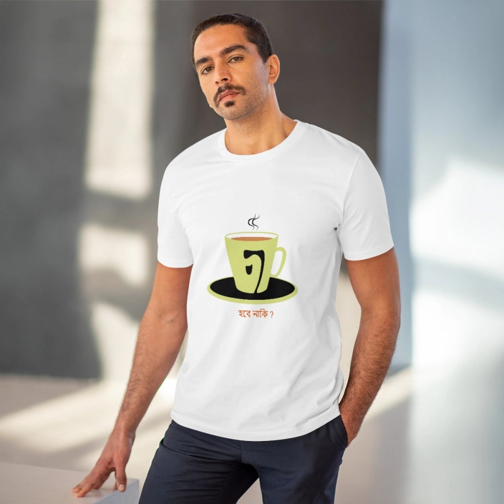 Men's PC Cotton Bengali Designs Printed T Shirt (Color: White, Thread Count: 180GSM)