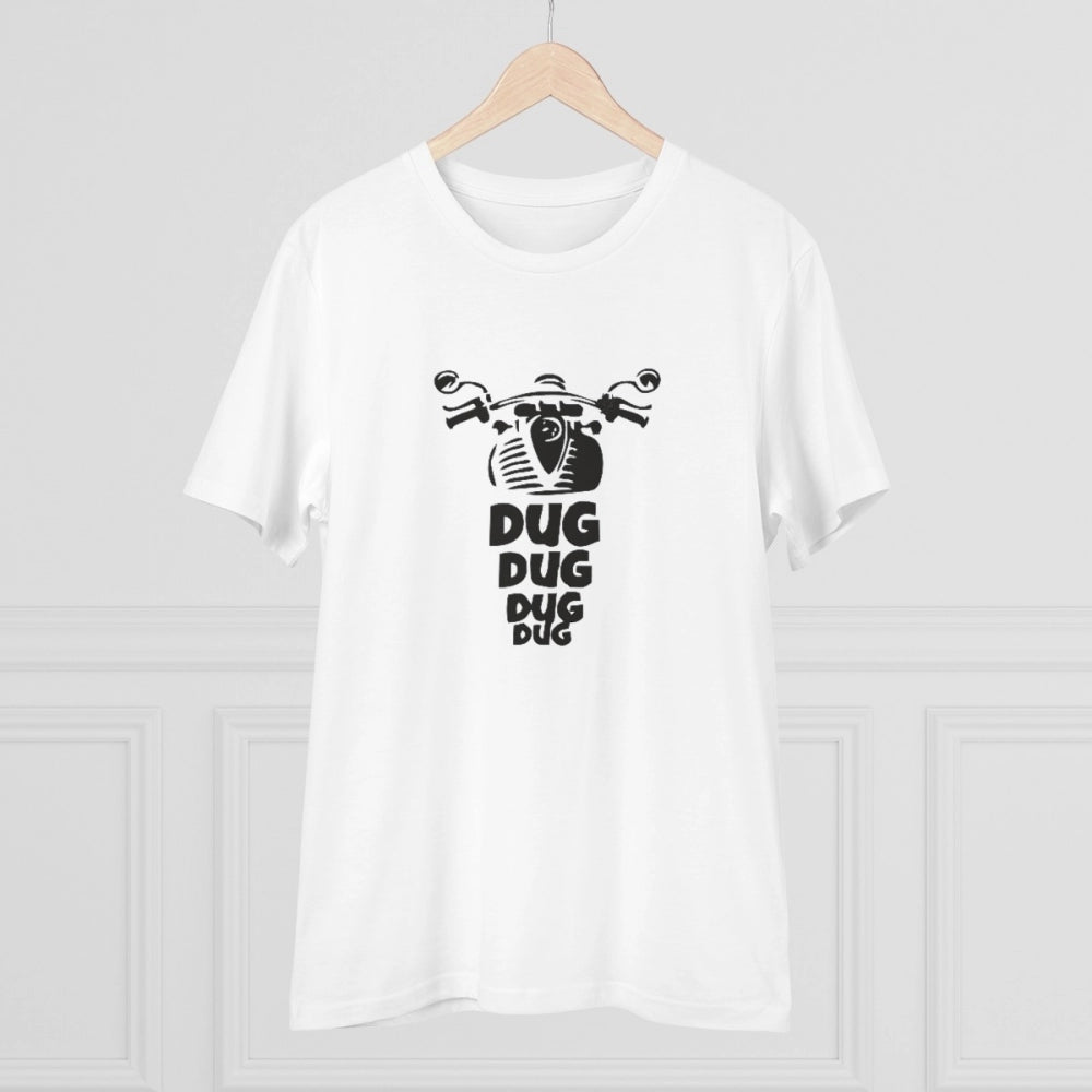 Men's PC Cotton Bike Ride Design Printed T Shirt (Color: White, Thread Count: 180GSM)