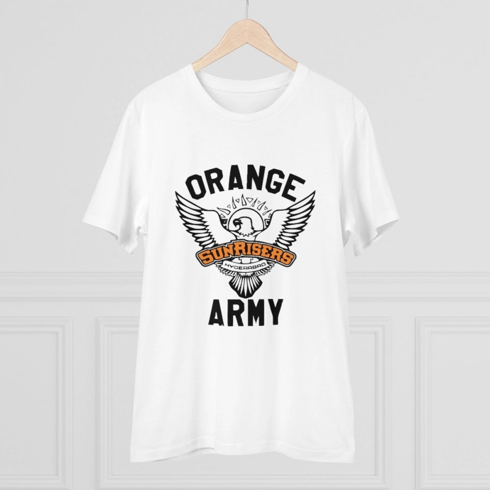 Men's PC Cotton Cricket Design Printed T Shirt (Color: White, Thread Count: 180GSM)