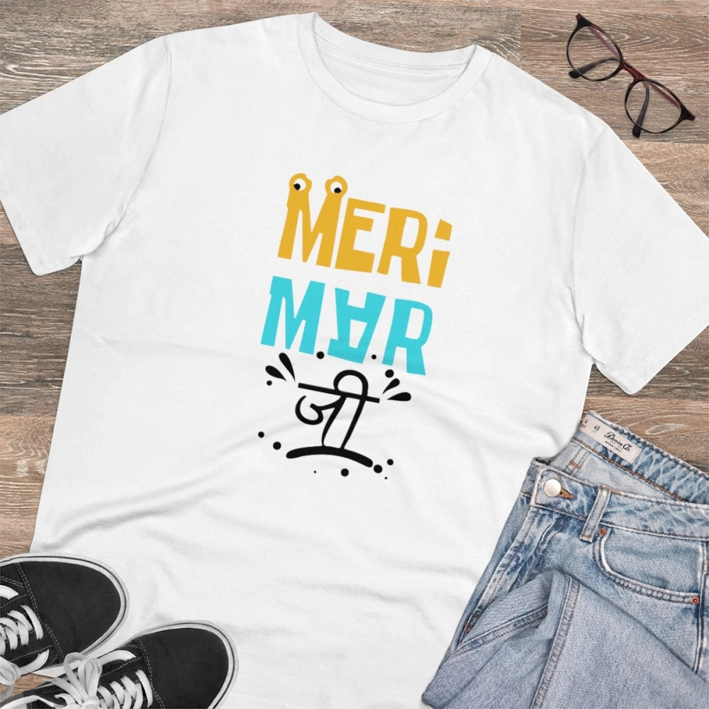 Men's PC Cotton Meri Marji Printed T Shirt (Color: White, Thread Count: 180GSM)