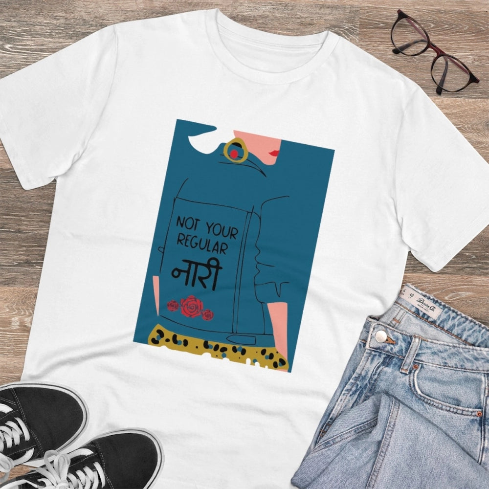 Men's PC Cotton Not Your Regular Naari Printed T Shirt (Color: White, Thread Count: 180GSM)