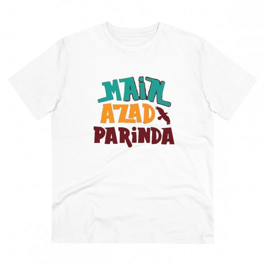 Men's PC Cotton Me Azad Parinda Printed T Shirt (Color: White, Thread Count: 180GSM)