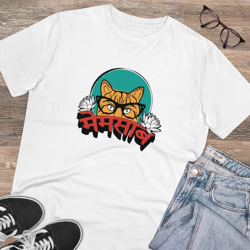 Men's PC Cotton Mamsab Printed T Shirt (Color: White, Thread Count: 180GSM)