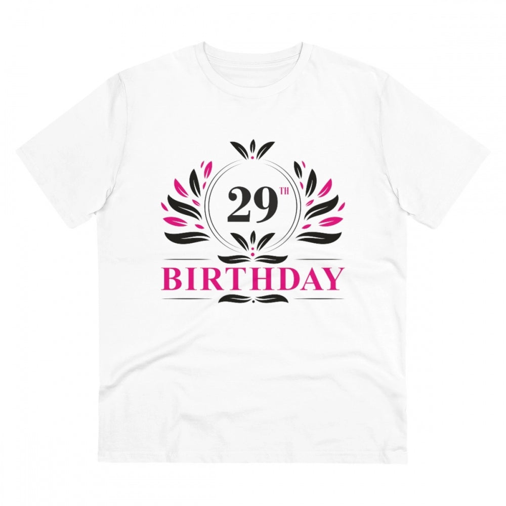Men's PC Cotton 29th Birthday Printed T Shirt (Color: White, Thread Count: 180GSM)