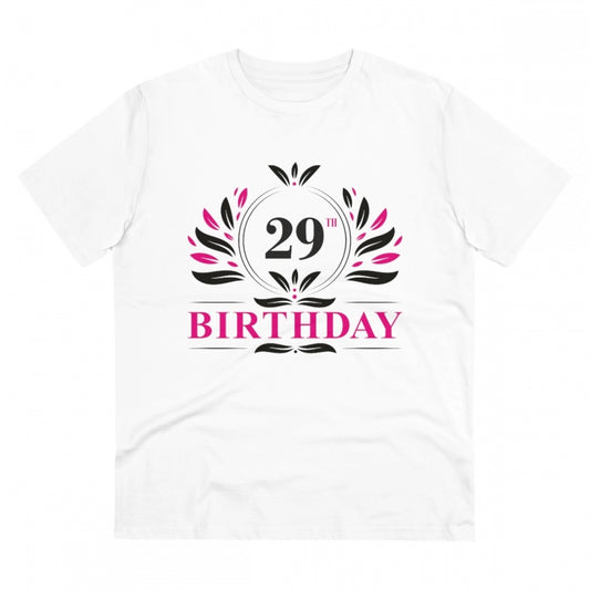Men's PC Cotton 29th Birthday Printed T Shirt (Color: White, Thread Count: 180GSM)
