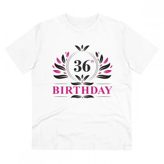 Men's PC Cotton 36th Birthday Printed T Shirt (Color: White, Thread Count: 180GSM)