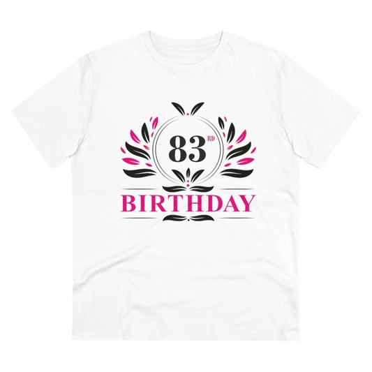 Men's PC Cotton 83rd Birthday Printed T Shirt (Color: White, Thread Count: 180GSM)