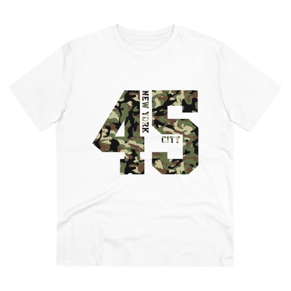 Men's PC Cotton New York City Printed T Shirt (Color: White, Thread Count: 180GSM)