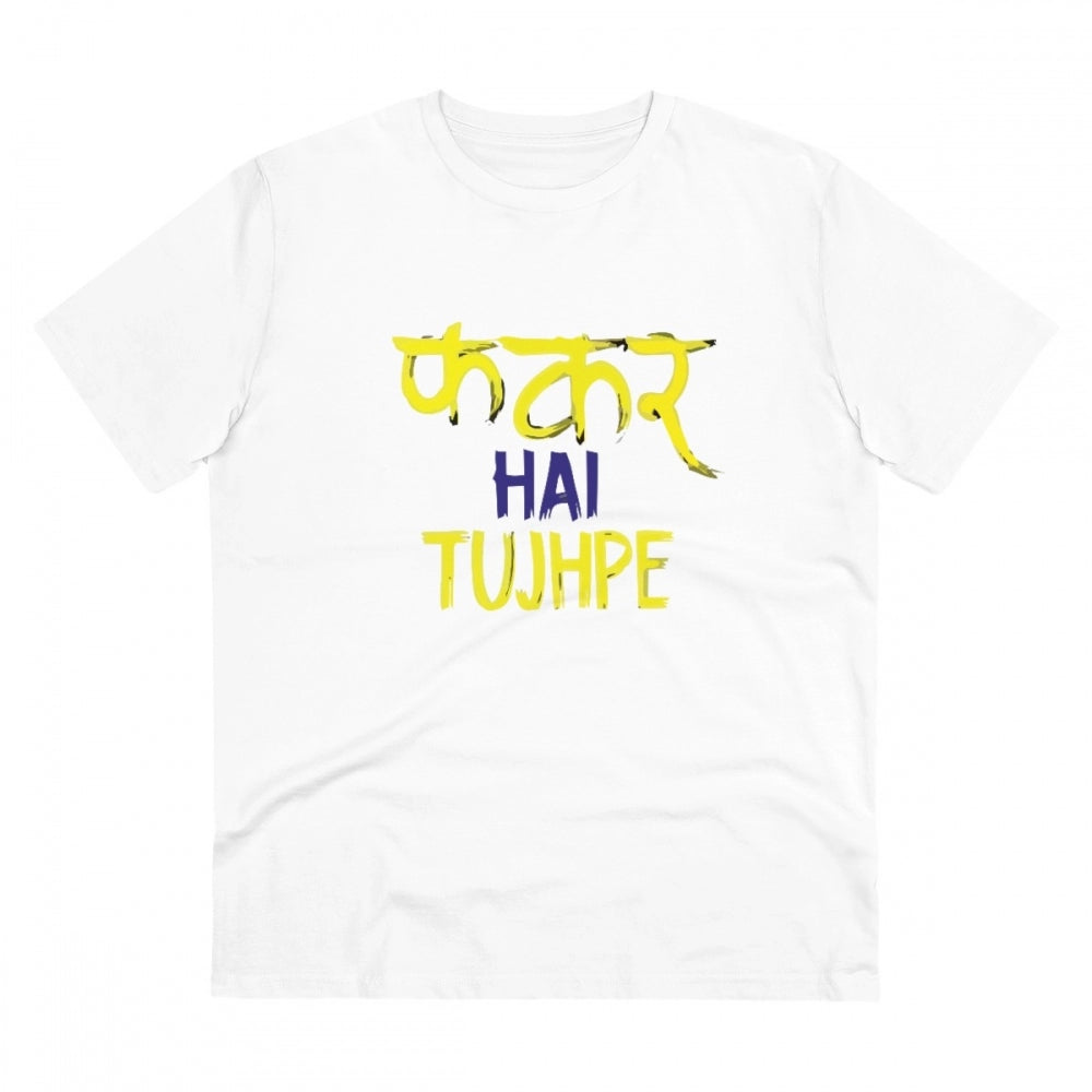 Men's PC Cotton Phakar Hai Tuhjpe Printed T Shirt (Color: White, Thread Count: 180GSM)
