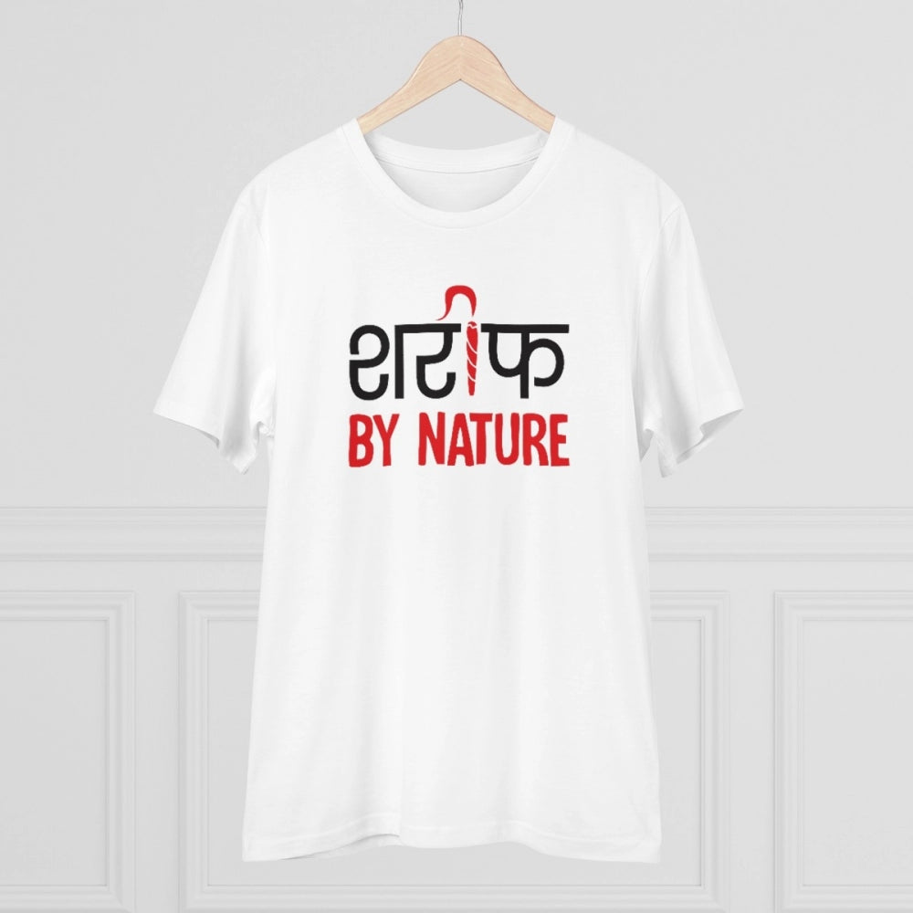 Men's PC Cotton Sarif By Nature Printed T Shirt (Color: White, Thread Count: 180GSM)