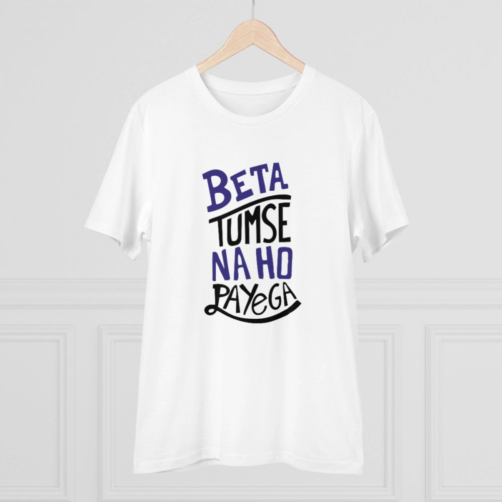 Men's PC Cotton Tumse Na Ho Payega Printed T Shirt (Color: White, Thread Count: 180GSM)