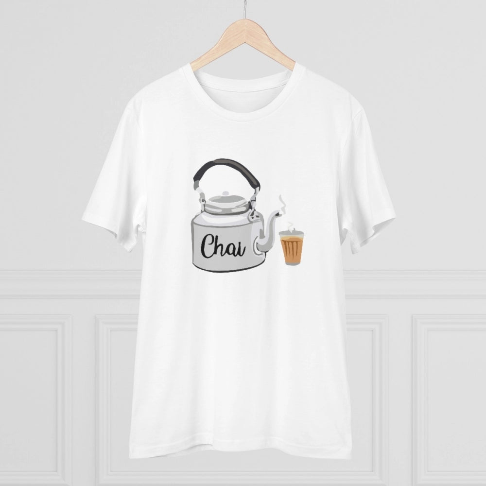 Men's PC Cotton Marathi Desing Printed T Shirt (Color: White, Thread Count: 180GSM)