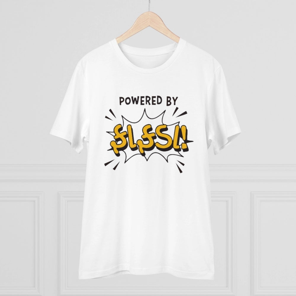 Men's PC Cotton Powered Bt Fafda Printed T Shirt (Color: White, Thread Count: 180GSM)