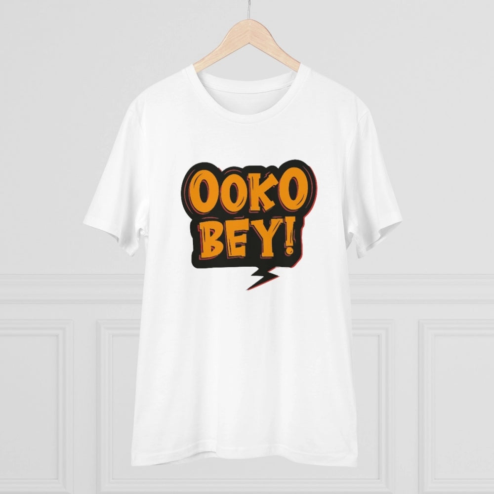 Men's PC Cotton Telugu Desing Printed T Shirt (Color: White, Thread Count: 180GSM)