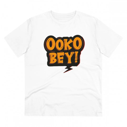 Men's PC Cotton Telugu Desing Printed T Shirt (Color: White, Thread Count: 180GSM)