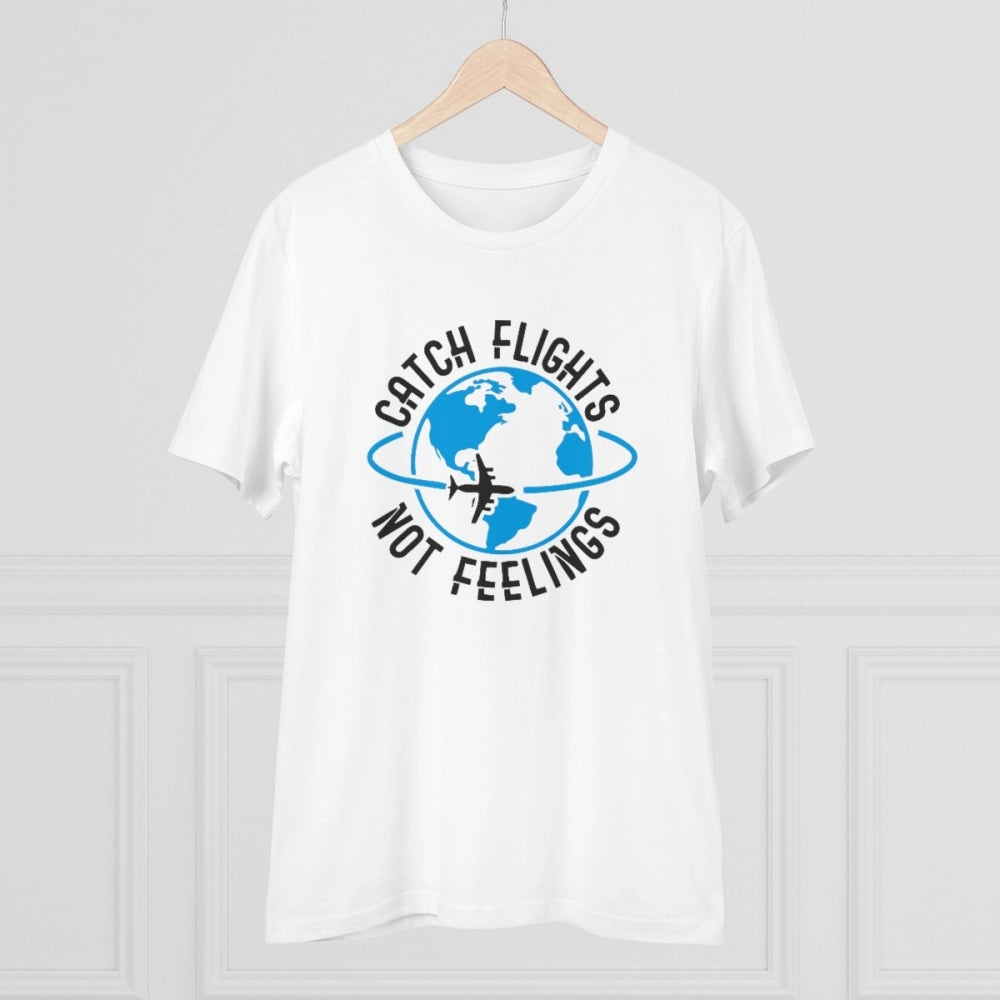 Men's PC Cotton Explore The Unseen Printed T Shirt (Color: White, Thread Count: 180GSM)