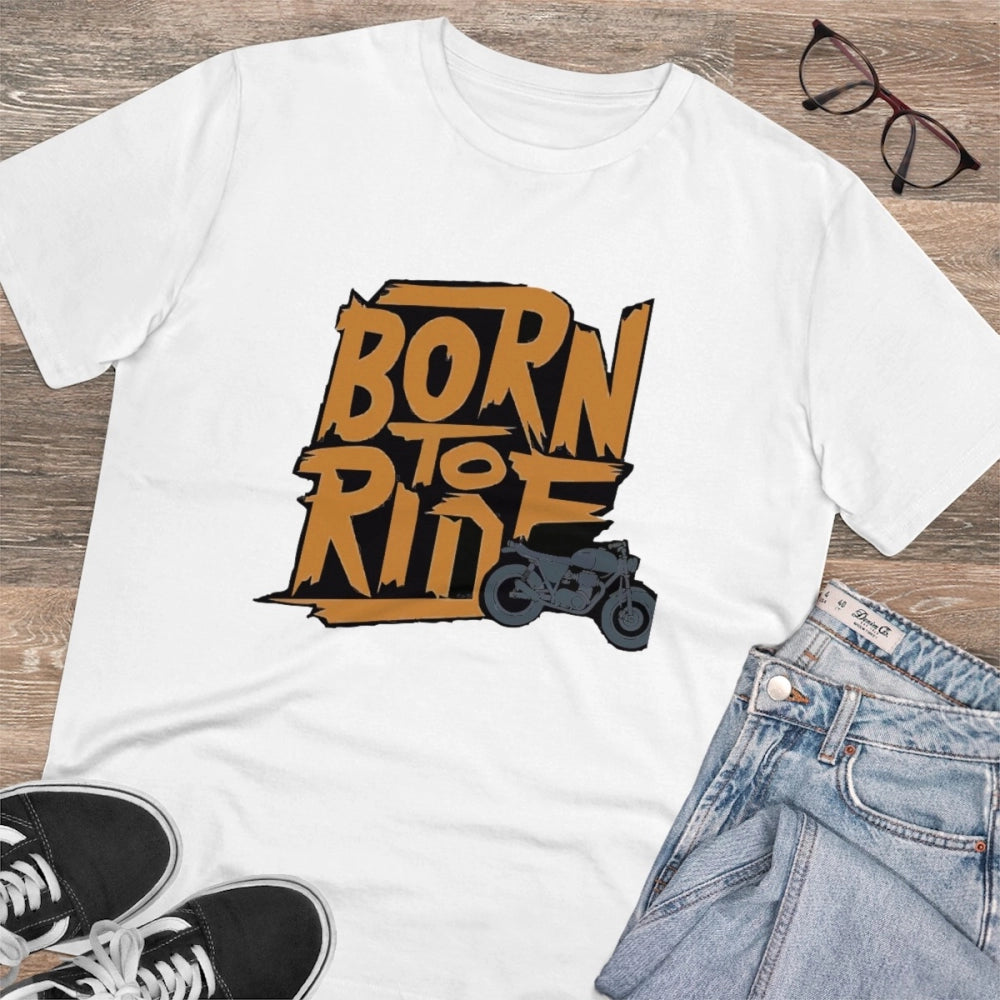 Men's PC Cotton Explore The Unseen Printed T Shirt (Color: White, Thread Count: 180GSM)