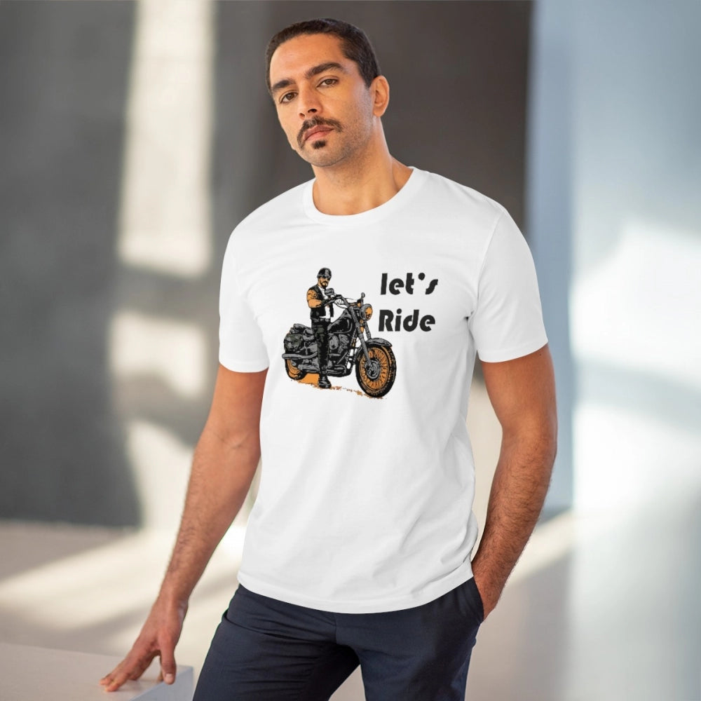 Men's PC Cotton Explore The Unseen Printed T Shirt (Color: White, Thread Count: 180GSM)