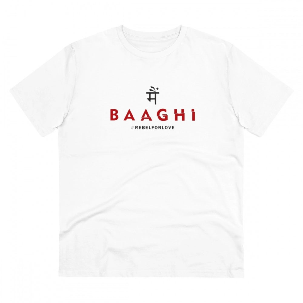 Men's PC Cotton Me Bhaghi Printed T Shirt (Color: White, Thread Count: 180GSM)