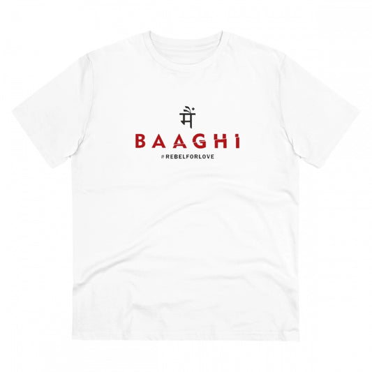 Men's PC Cotton Me Bhaghi Printed T Shirt (Color: White, Thread Count: 180GSM)