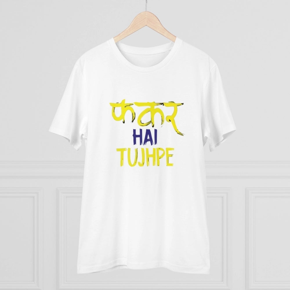 Men's PC Cotton Phakar Hai Tuhjpe Printed T Shirt (Color: White, Thread Count: 180GSM)