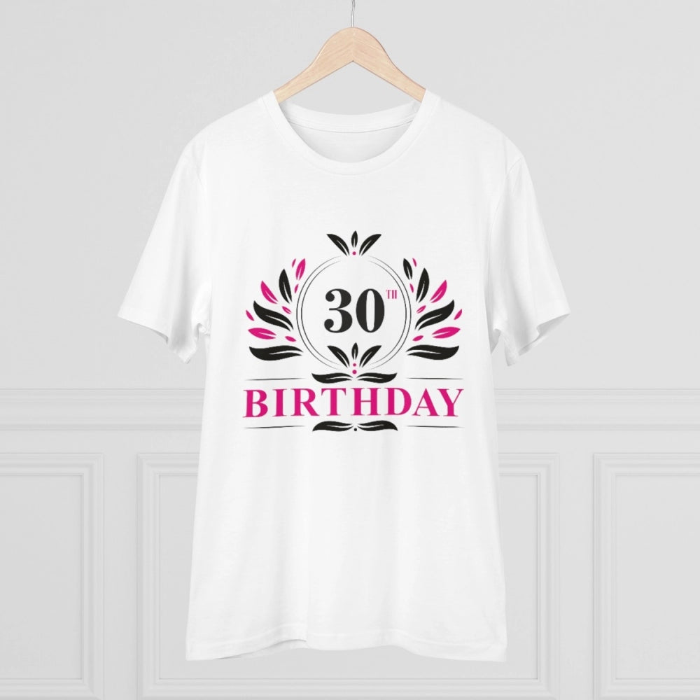 Men's PC Cotton 30th Birthday Printed T Shirt (Color: White, Thread Count: 180GSM)
