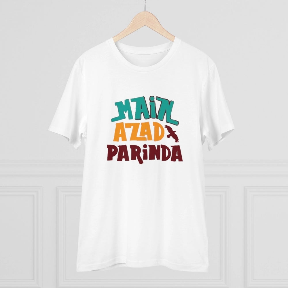 Men's PC Cotton Me Azad Parinda Printed T Shirt (Color: White, Thread Count: 180GSM)