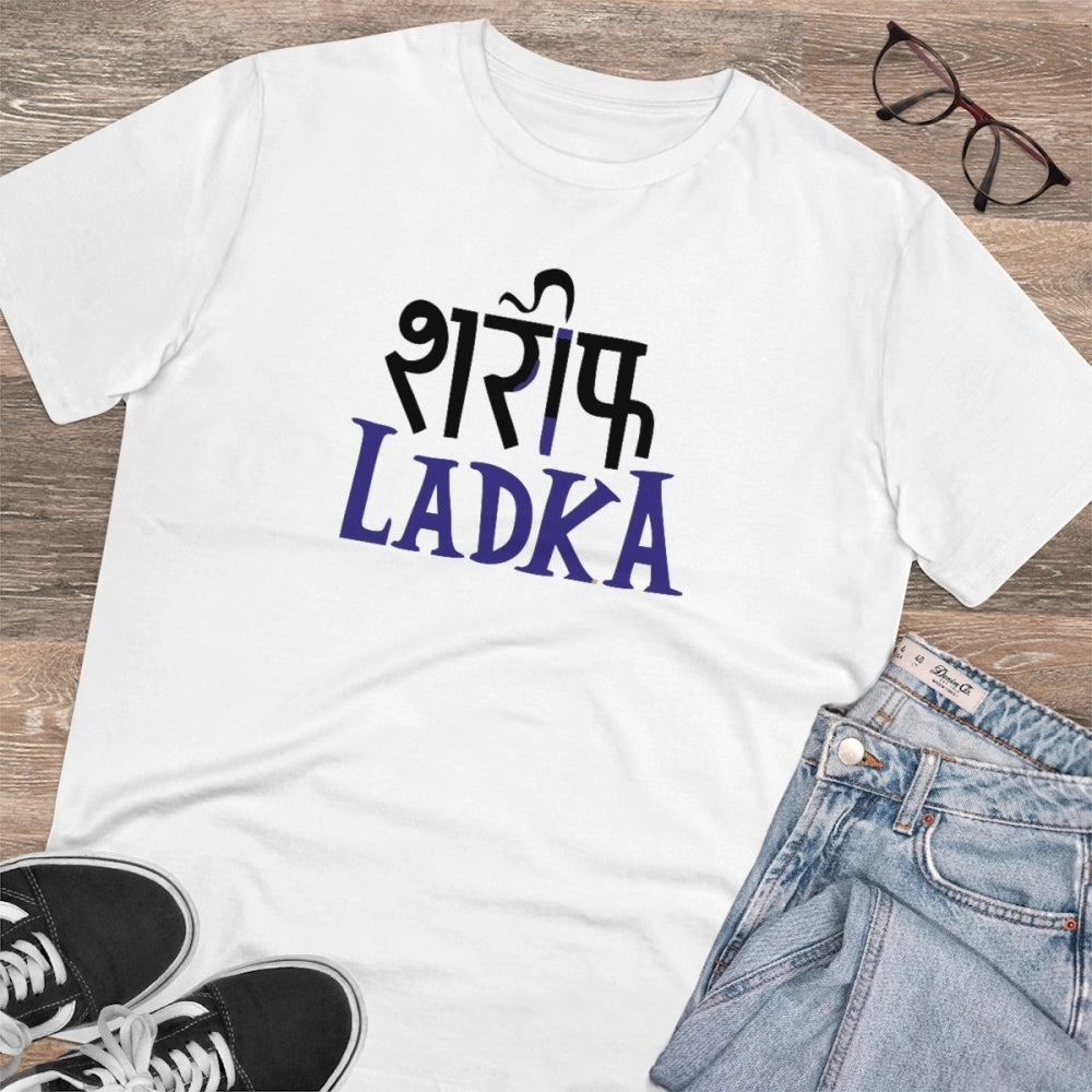 Men's PC Cotton Sarif Ladka Printed T Shirt (Color: White, Thread Count: 180GSM)