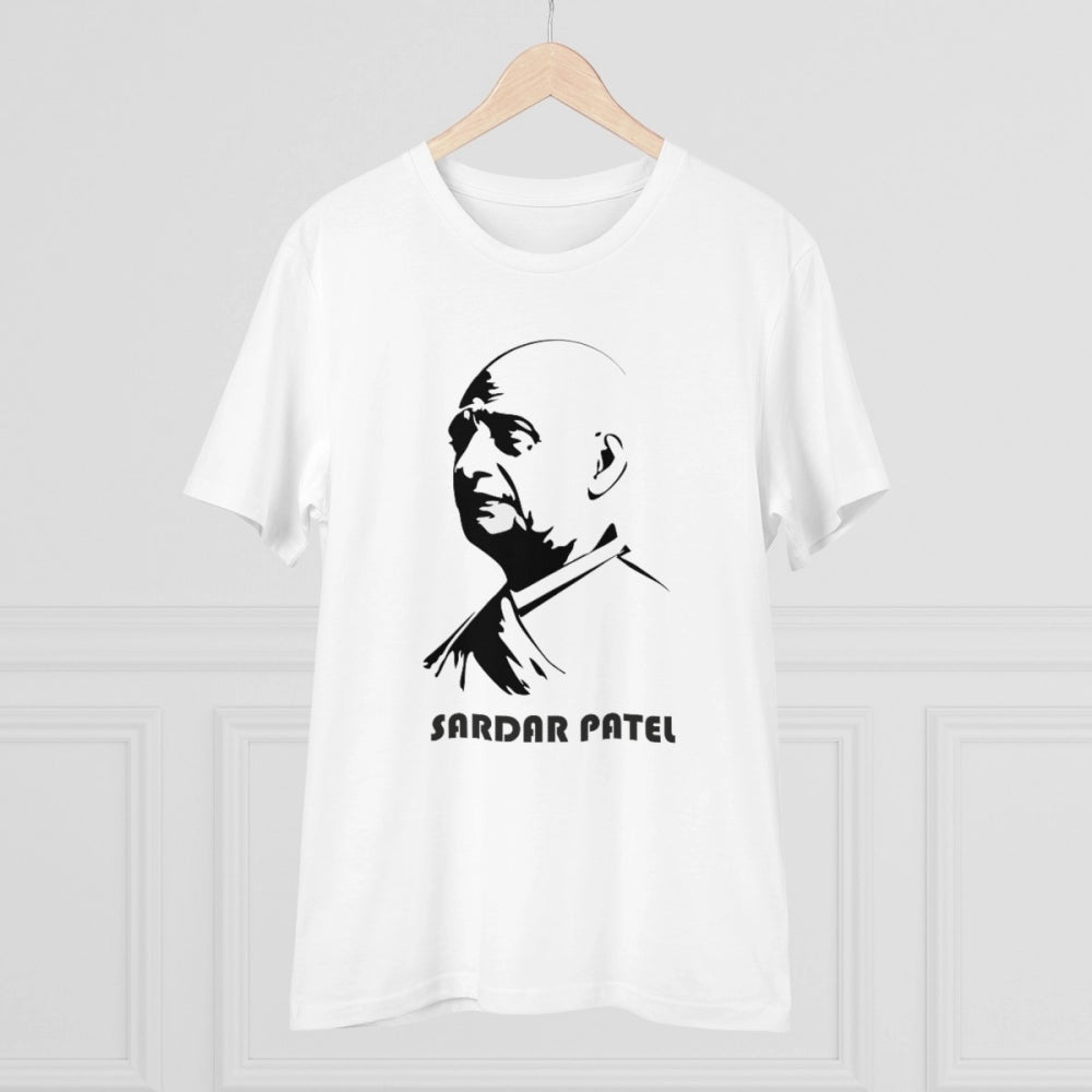 Men's PC Cotton Sardar Patel Printed T Shirt (Color: White, Thread Count: 180GSM)
