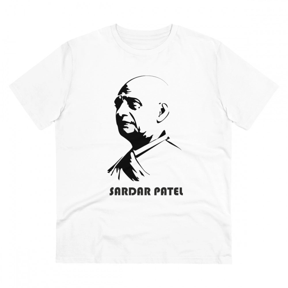 Men's PC Cotton Sardar Patel Printed T Shirt (Color: White, Thread Count: 180GSM)